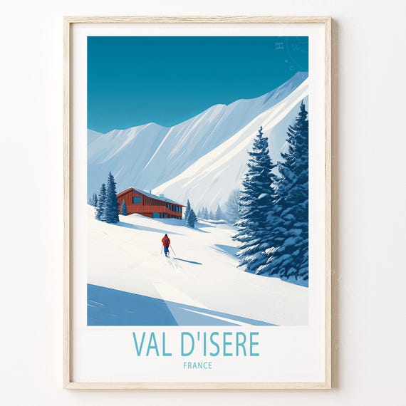 Val Disere France Travel Wall Art Ski Poster Winter Print Personalised Gifts House Warming
