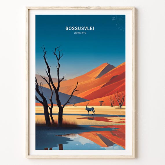 Sossusvlei Travel Print Namibia Wall Art Poster Minimalist Home Decor