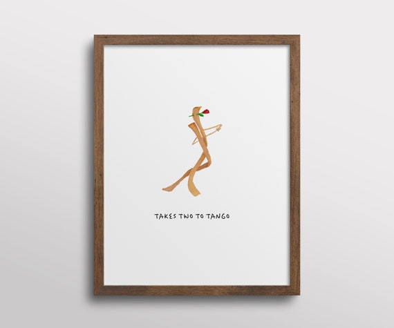 Whimsical Dancing Pasta Tango Kitchen Art Print