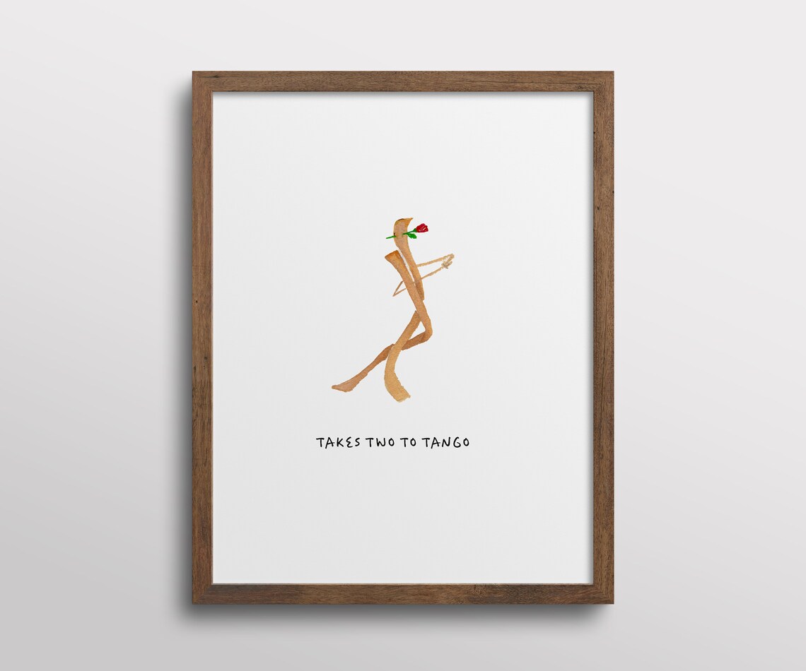 Whimsical Dancing Pasta Tango Kitchen Art Print
