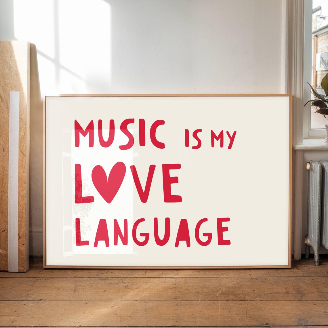 Music Is My Love Language Red Hand Lettered Typography Quote Poster