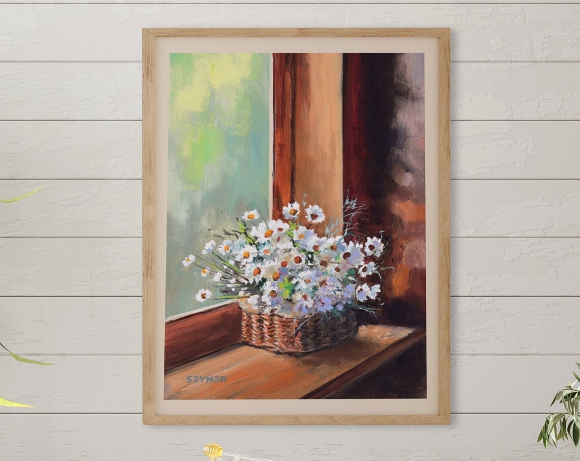Daisy Still Life, Rustic Cottage Kitchen Art Print - Image 6
