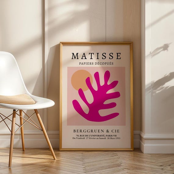 Pink Coral Cutout Art Print Henri Matisse Inspired Papiers Dcoups Poster Modern Abstract Wall For Gallery Decor Office Bedroom