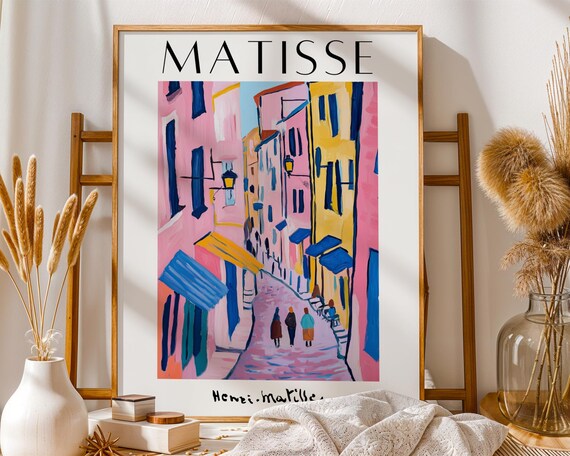 Matisse Inspired Pink European Street Cityscape Art Print Decor