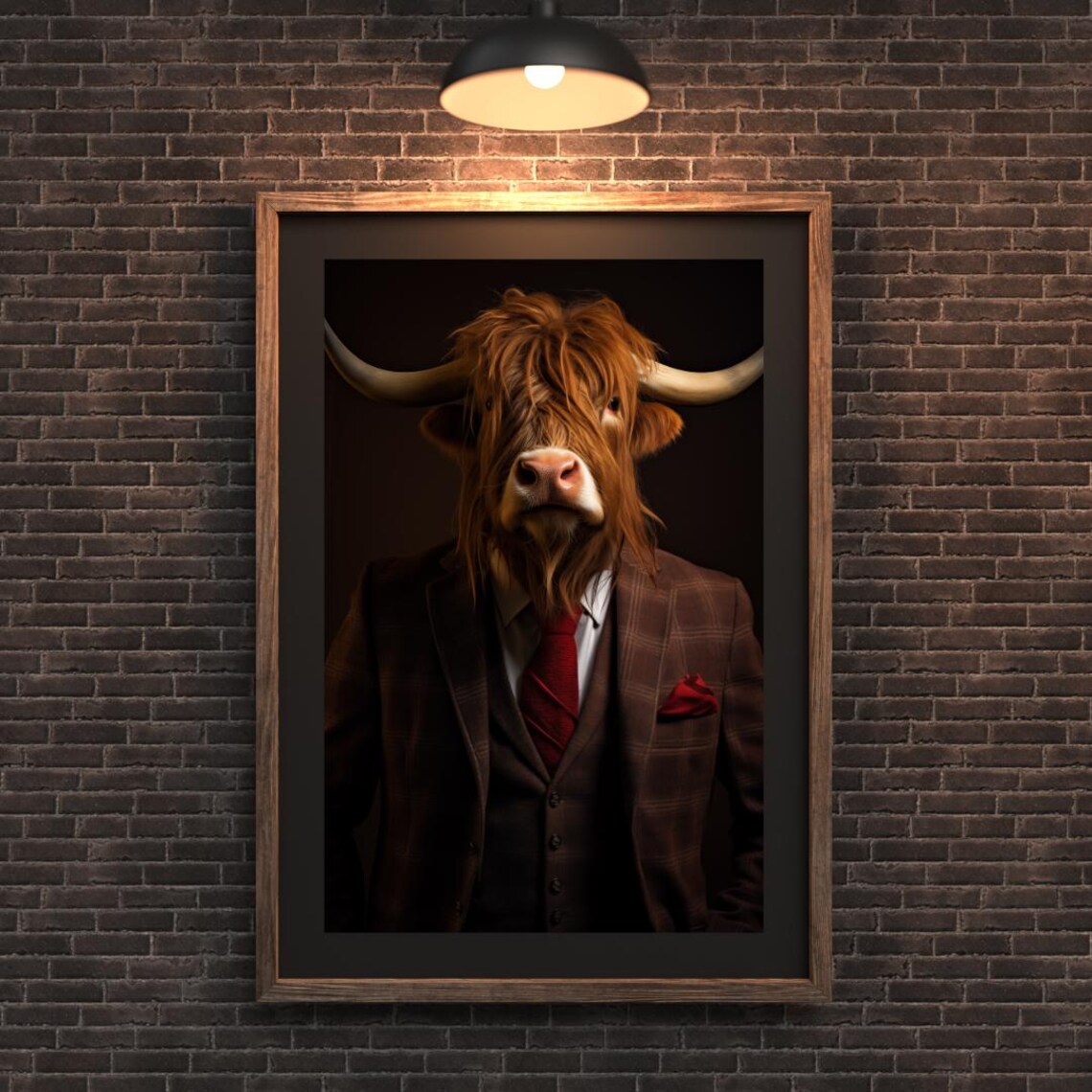 Highland Cow Portrait Art Print, Quirky Farmhouse Decor