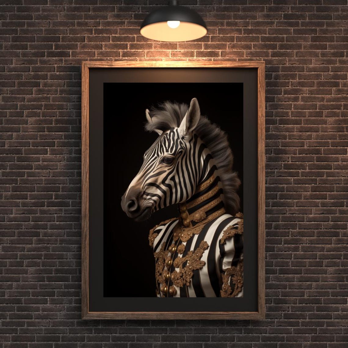 Regal Zebra In Ornate Gold Trimmed Military Jacket Portrait Poster