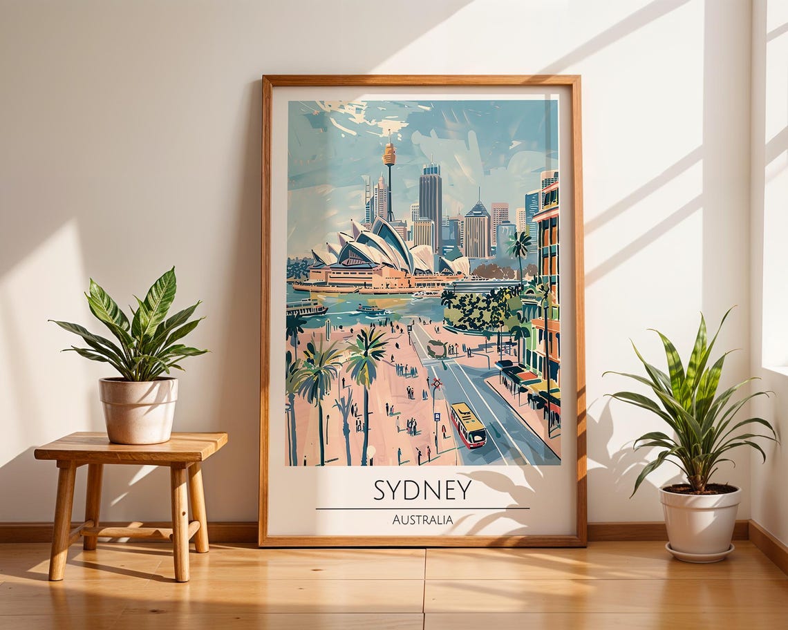 Sydney Australia Opera House Harbour Waterfront Cityscape Scene Poster