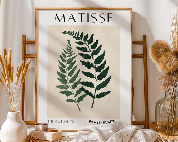 Henri Matisse Inspired Fern Wall Art Minimalist Botanical Print Boho Greenery Poster Nature Home Decor Leaf Artwork
