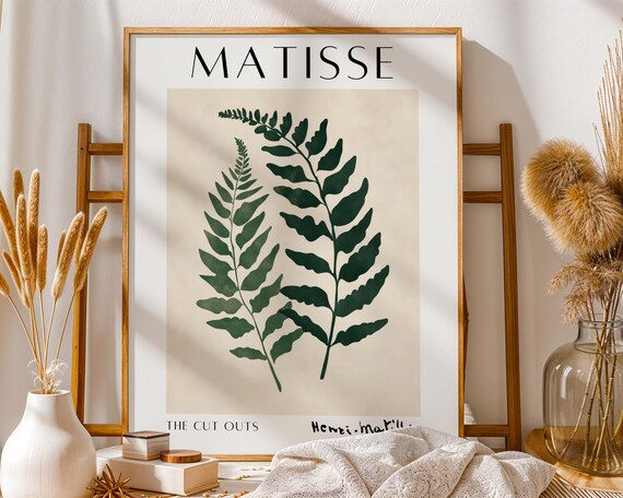 Henri Matisse Inspired Green Fern Fronds Botanical Art Print