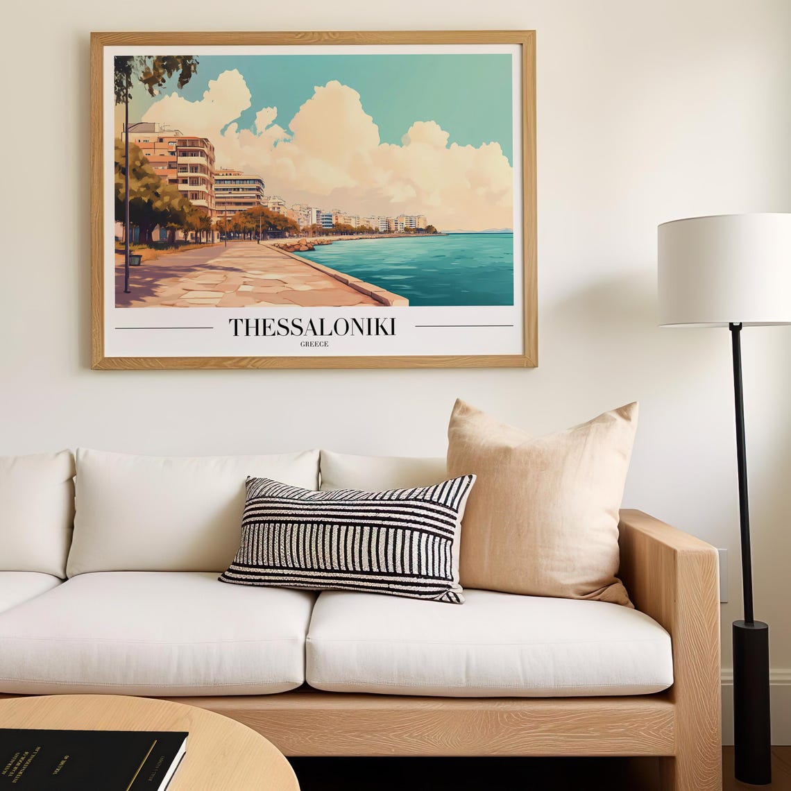 Thessaloniki Greece Seafront Promenade Turquoise Water Travel Poster