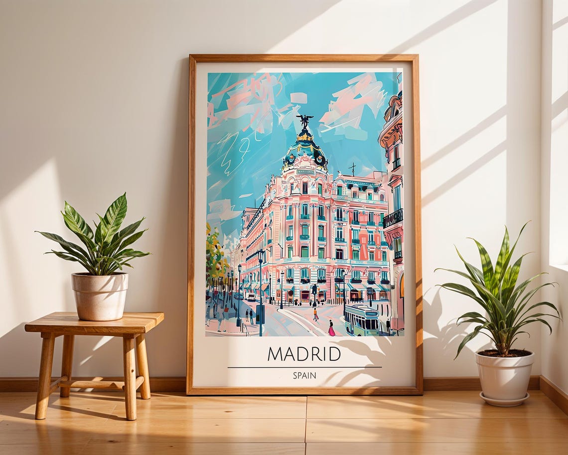 Madrid Spain Metropolis Building Gran Via Street Scene Art Poster