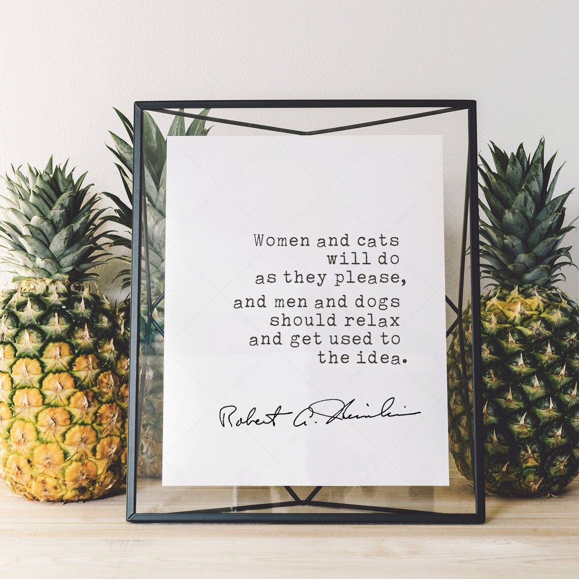 Robert A. Heinlein Quote, Cats and Book Lovers Art Print - Image 2