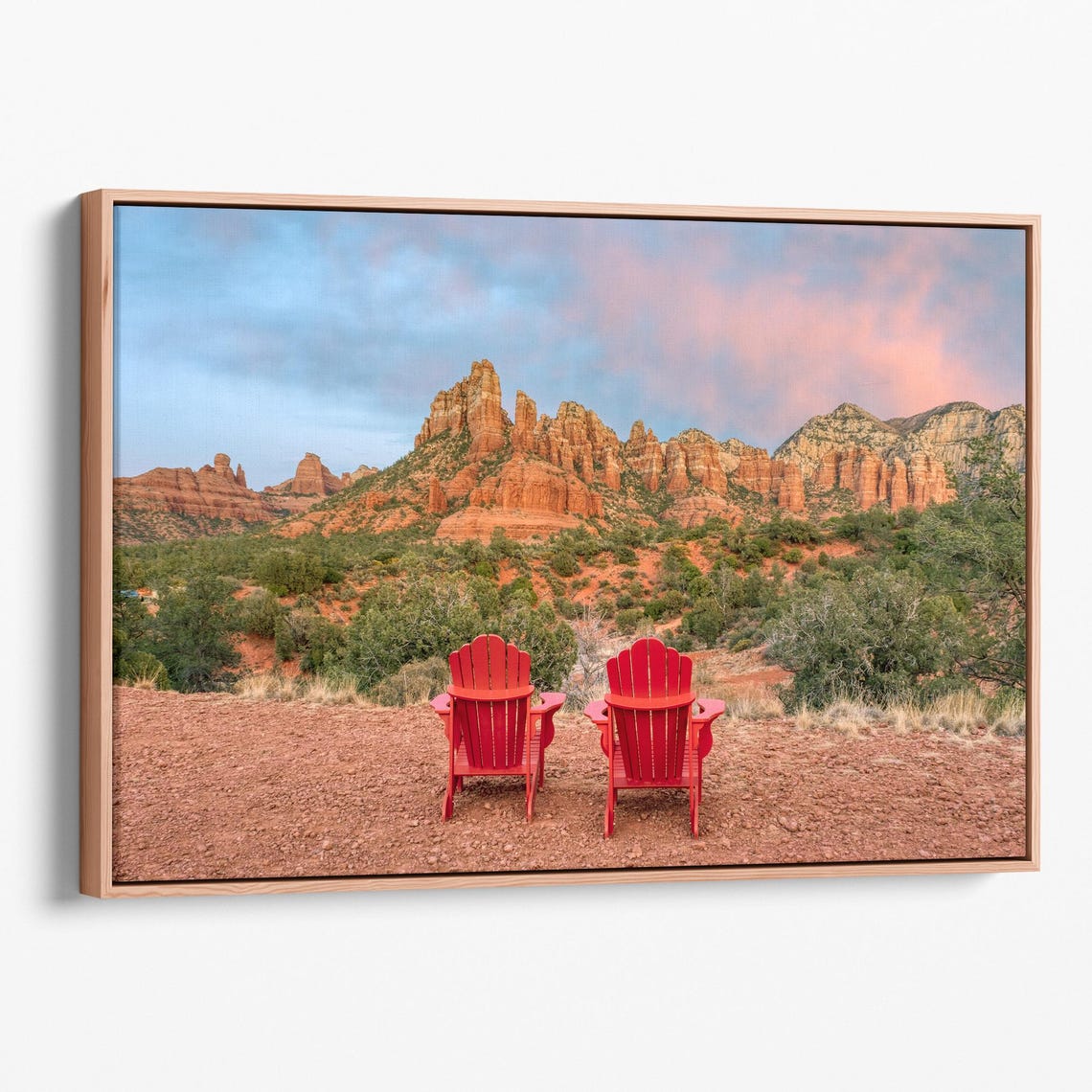 Sedona Arizona Red Rock Sunset Two Chairs Desert Viewpoint Poster