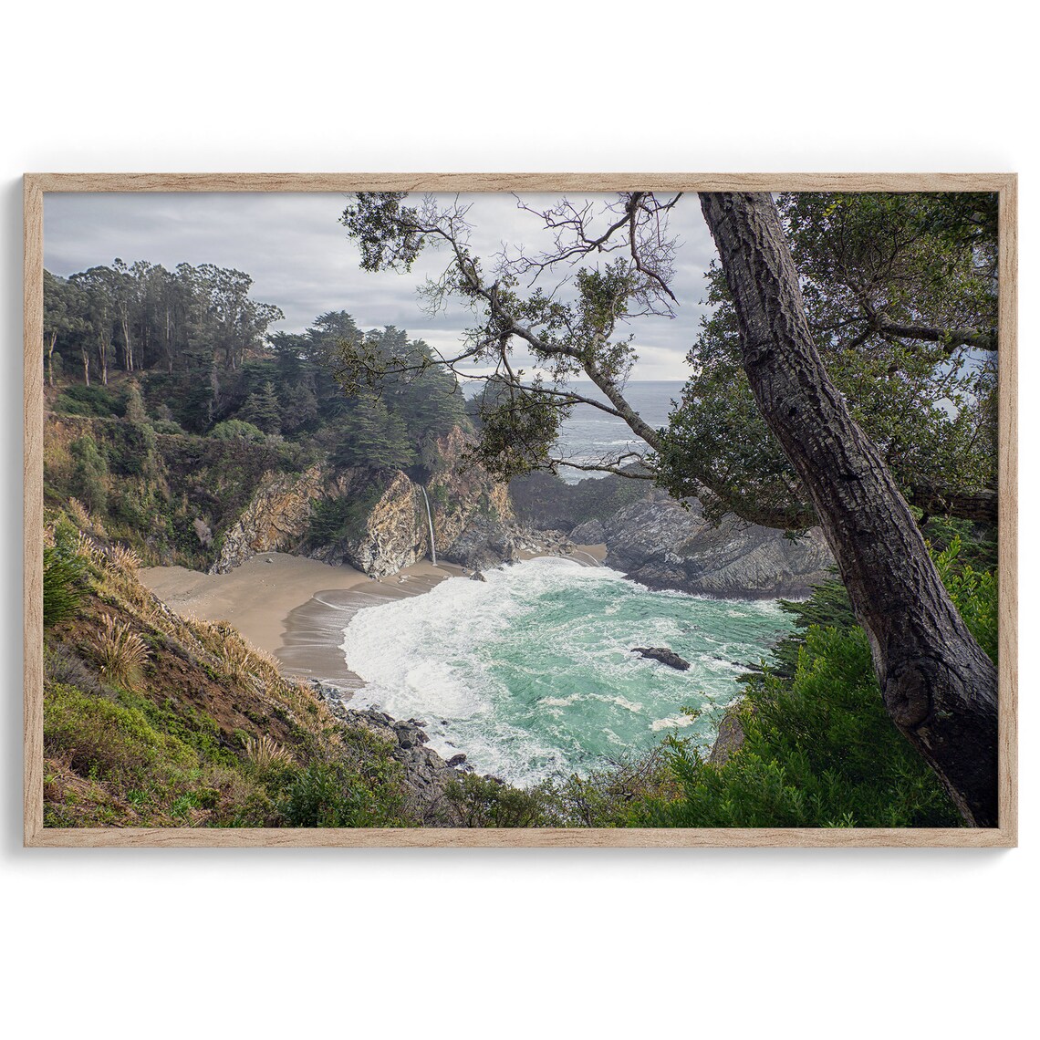 Big Sur California Beach Waterfall Landscape Art Print - Image 2