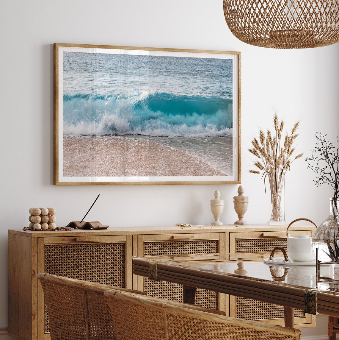 Turquoise Ocean Wave Breaking Sandy Beach Shoreline Surf Poster - Image 5