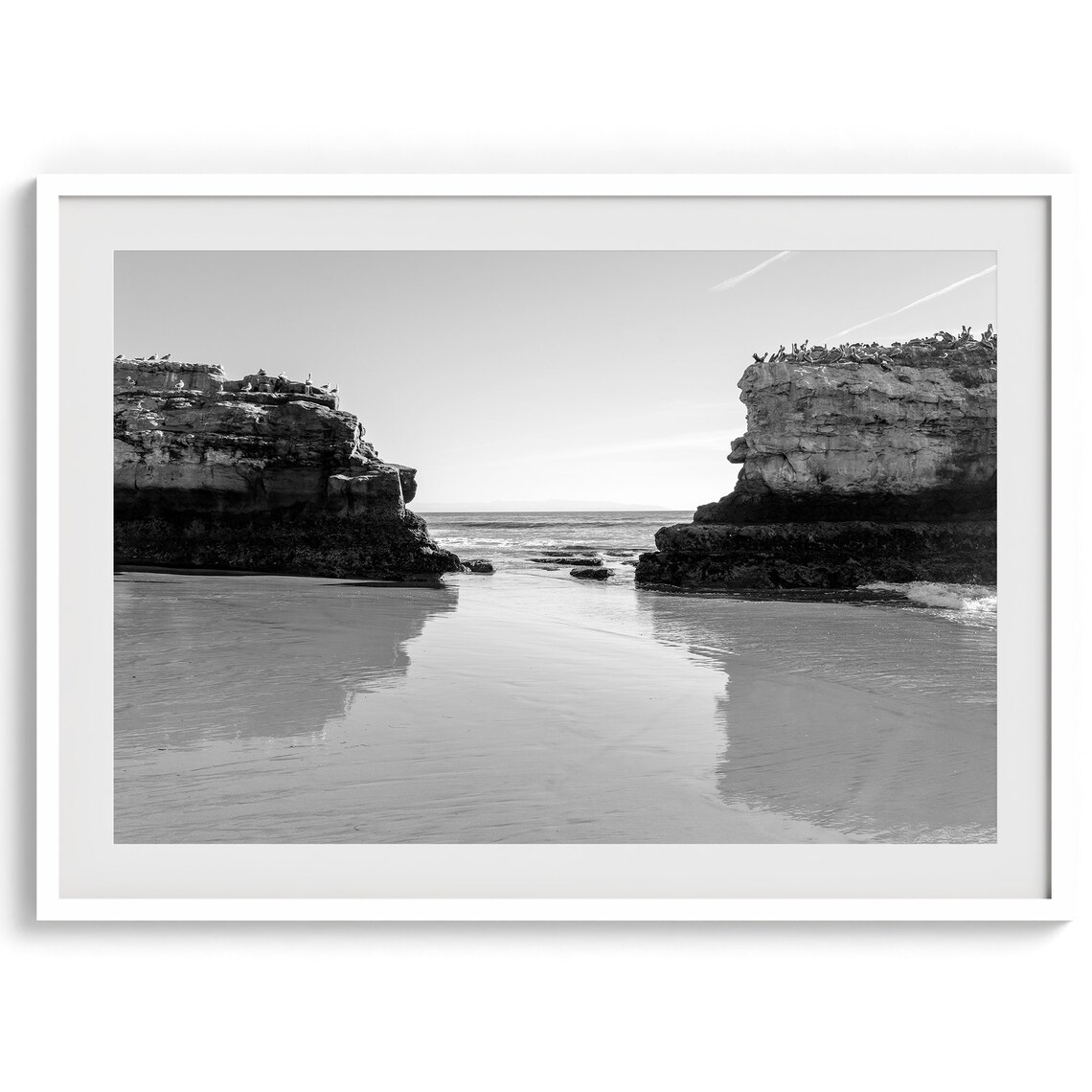 Black And White Beach Reflection Poster Print - Image 5