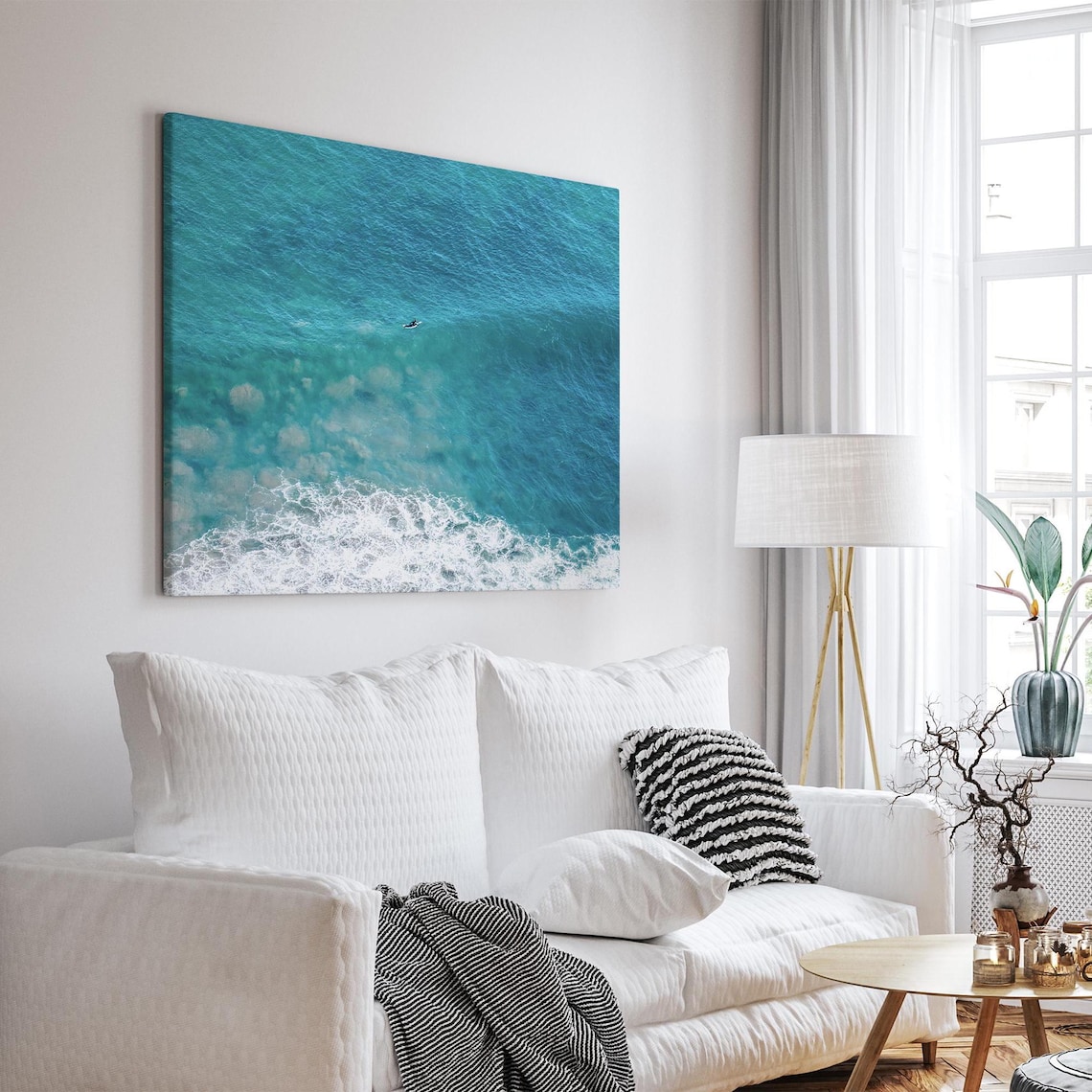 Aerial Beach With Surfer, Coastal Ocean Art Print - Image 4