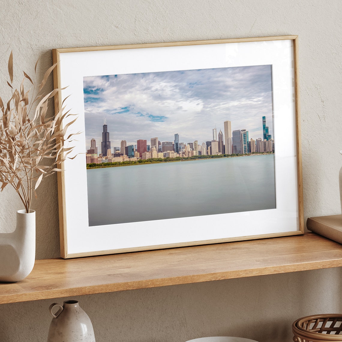 Chicago Skyline Lake Michigan Calm Water Day Cityscape Travel Poster - Image 3
