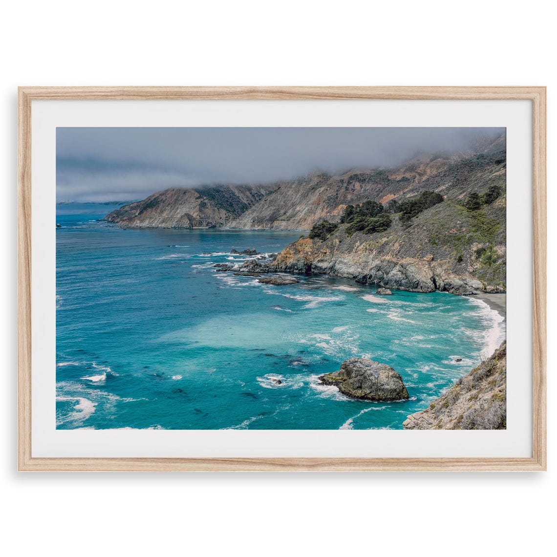 Big Sur California Turquoise Cove Bixby Bridge Foggy Coastline Poster