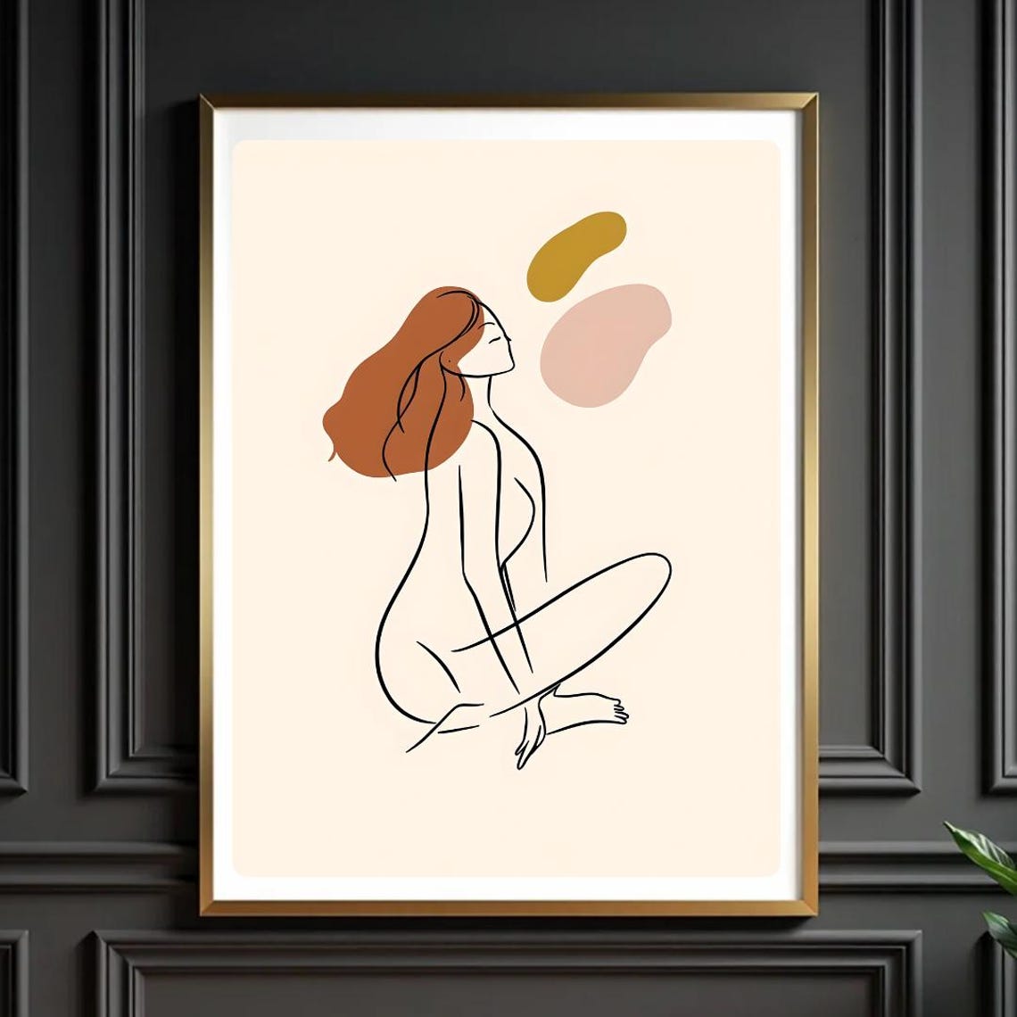 Boho Female Figure Line Art Print Minimalist Room Decor