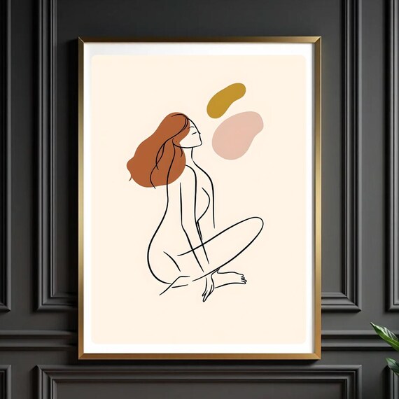 Boho Female Figure Line Art Minimalist Woman Silhouette Poster