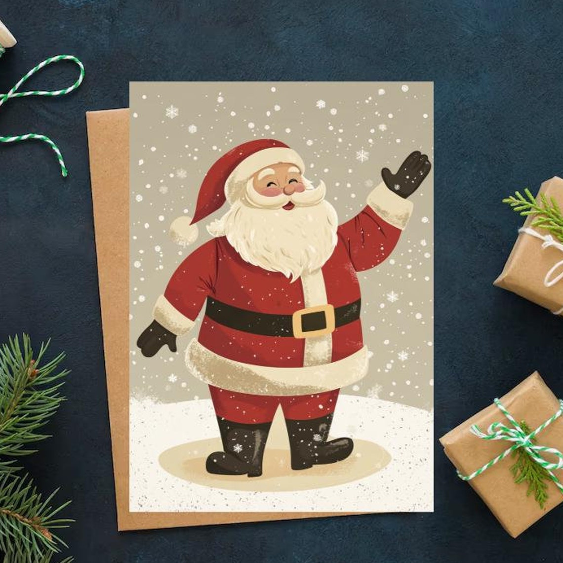 Vintage Christmas Print Vintage Santa Claus In The Snow Christmas Print Vintage Holiday Print Farmhouse Christmas
