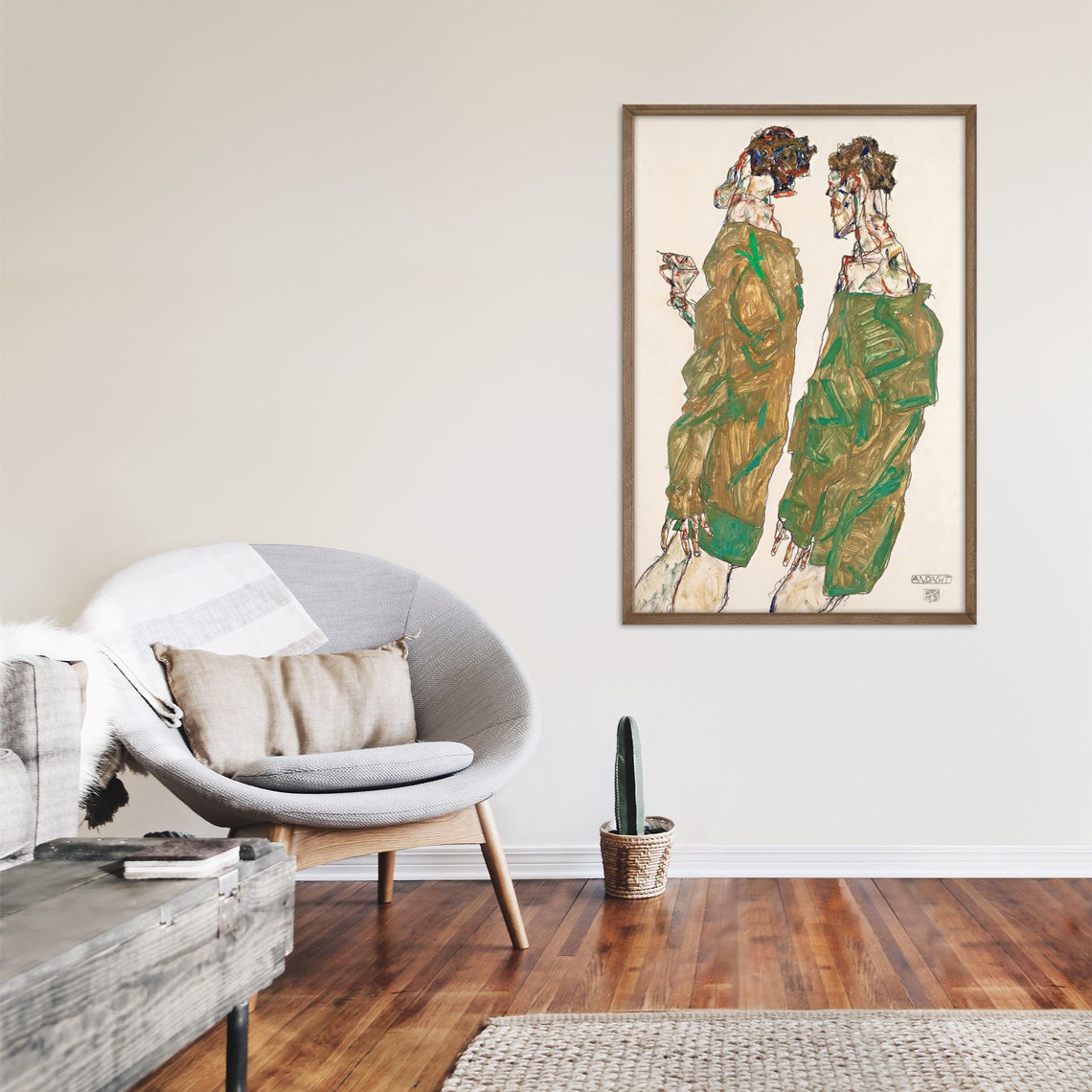 Egon Schiele Devotion 1913 Expressionist Two Figures Art Poster - Image 2