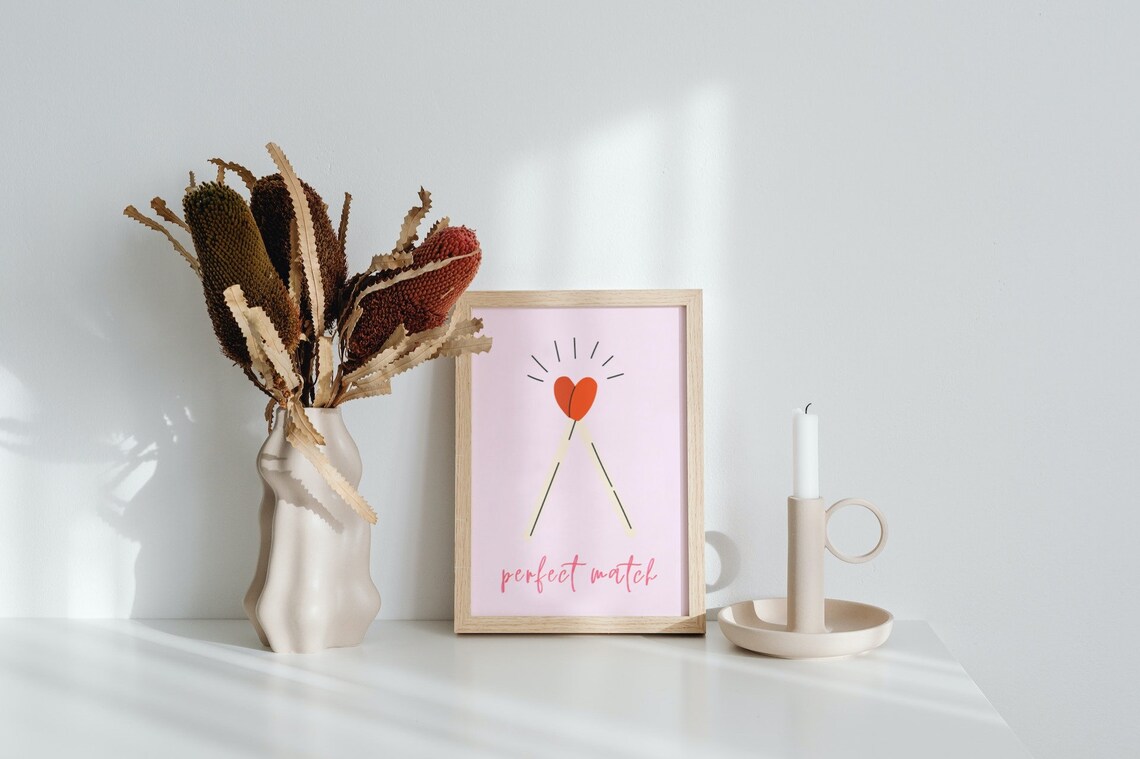 Perfect Match Valentine Pun Wall Art Print - Image 2