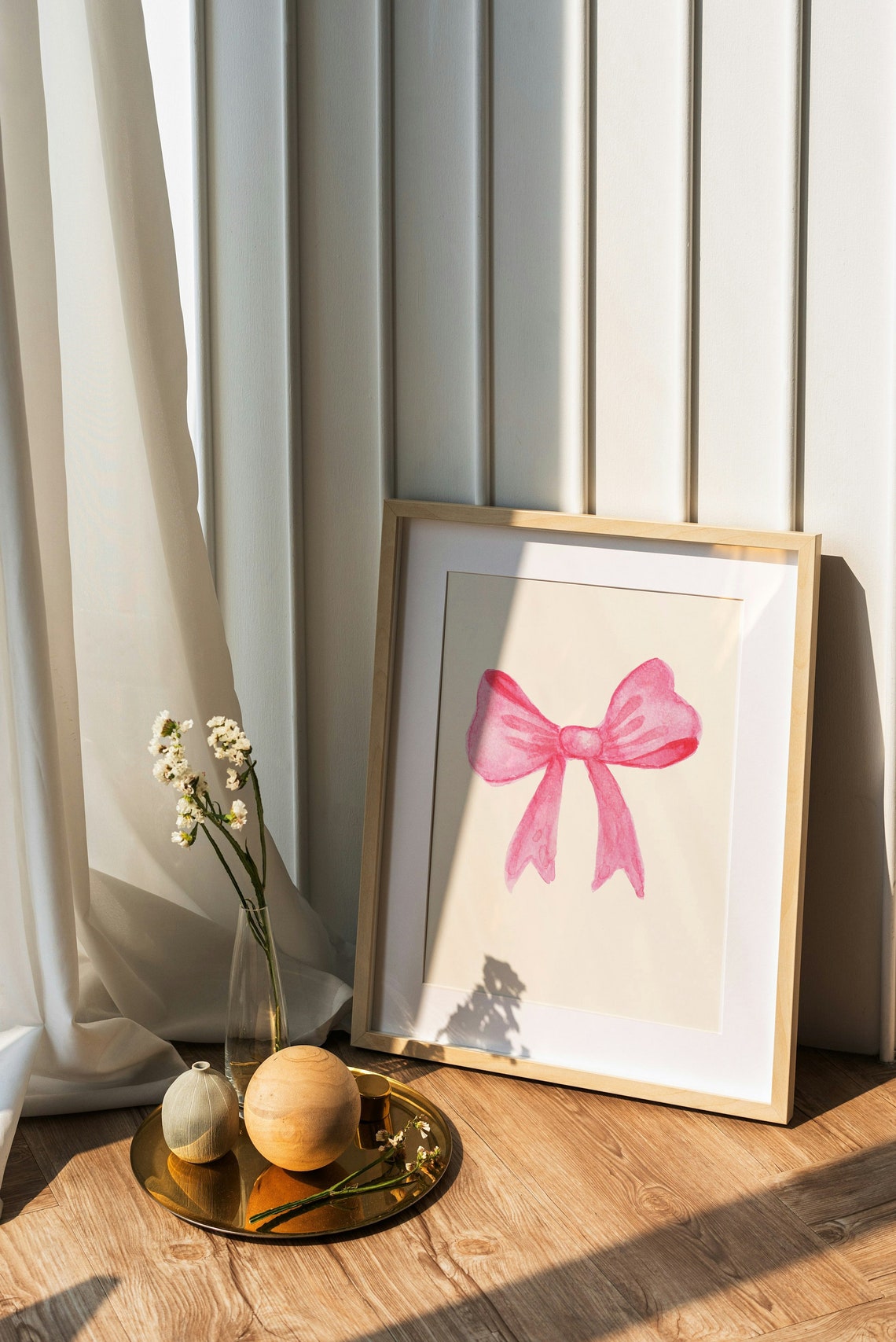 Pink Nursery Art Bow Print Newborn Baby Wall Art Pink Preppy Aesthetic Wall Art Teen Room Decor Preppy Poster College Apartment Decor - Image 3