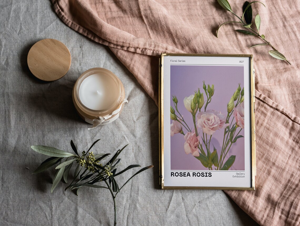 Rosea Rosis Pink Rose Floral Poster, Spring Wall Art - Image 3