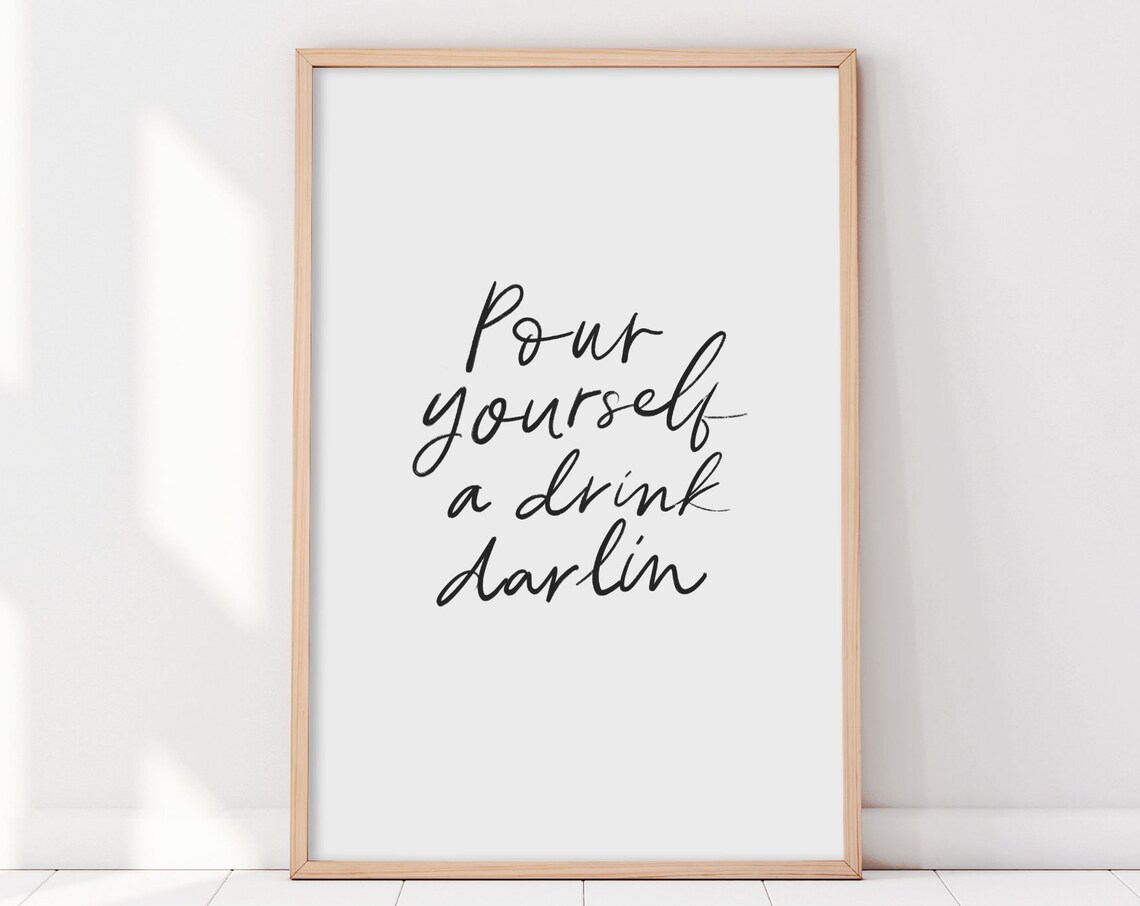 Bar Cart Quote Poster, Dining Space Cocktail Art