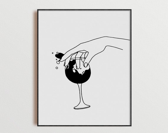 Wine Art Print, Kitchen Bar Cart Wall Decor