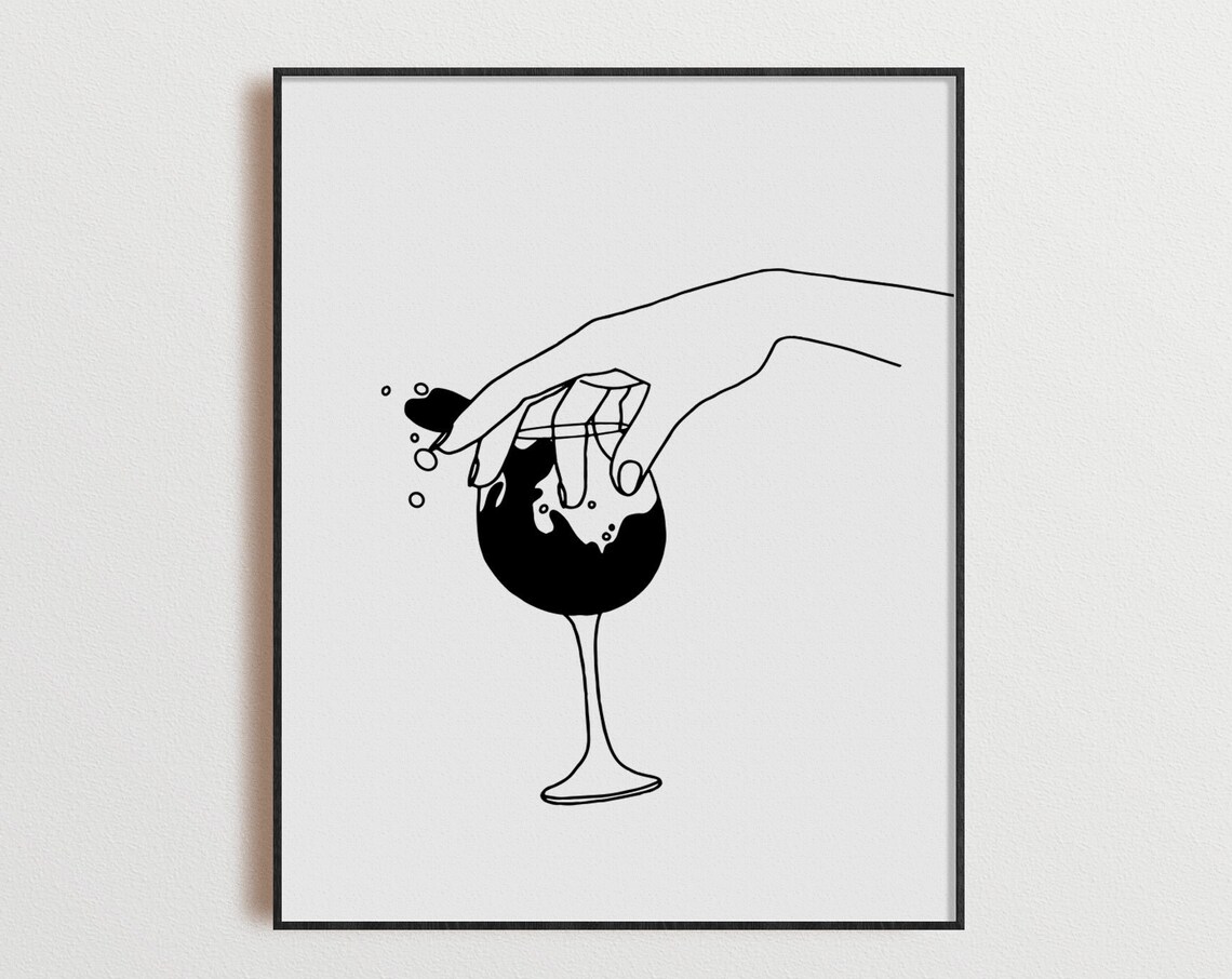 Wine Art Print, Kitchen Bar Cart Wall Decor