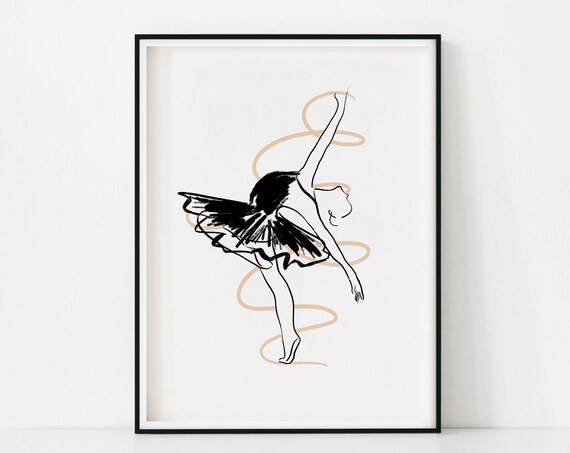 Ballerina Line Art Minimalist Ballet Dancer Motion Dance Print