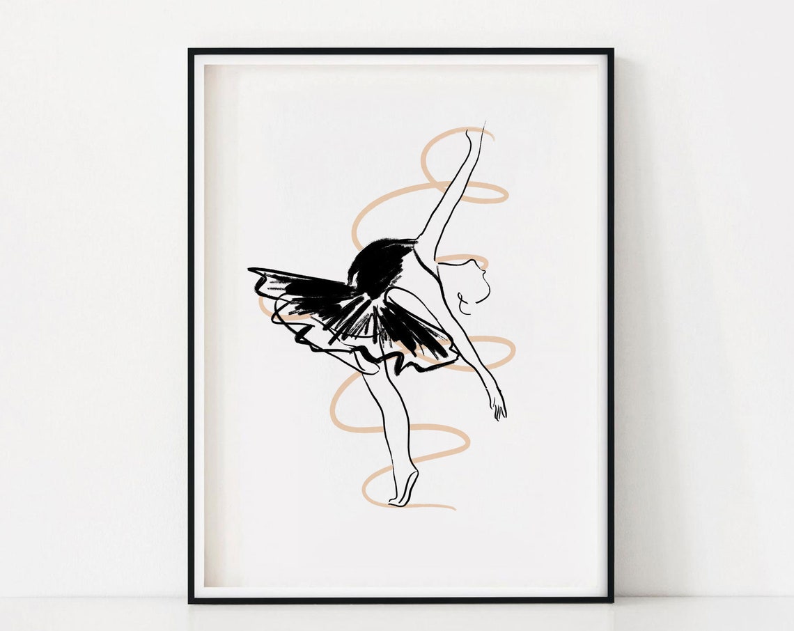 Ballerina Line Art Minimalist Ballet Dancer Motion Dance Print
