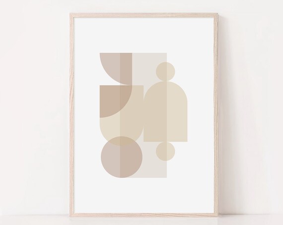 Geometric Pastel Print Beige Mid Century Print Modern Abstract Art Abstract Wall Art Minimalist Print Living Room Wall Art Wall Decor