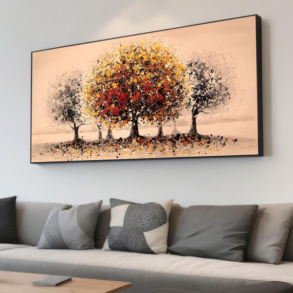 Trees In The Grove Wall Art Print On Abstract Trees Painting Tree Wall Decor Vibrant Graffit Popart Urban Decor Gift For Her