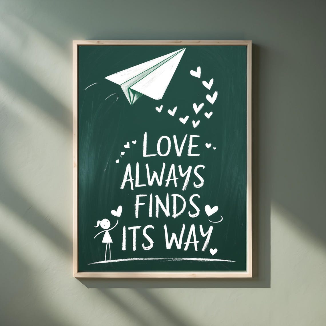 Love Always Finds Its Way Paper Airplane Chalkboard Quote Poster