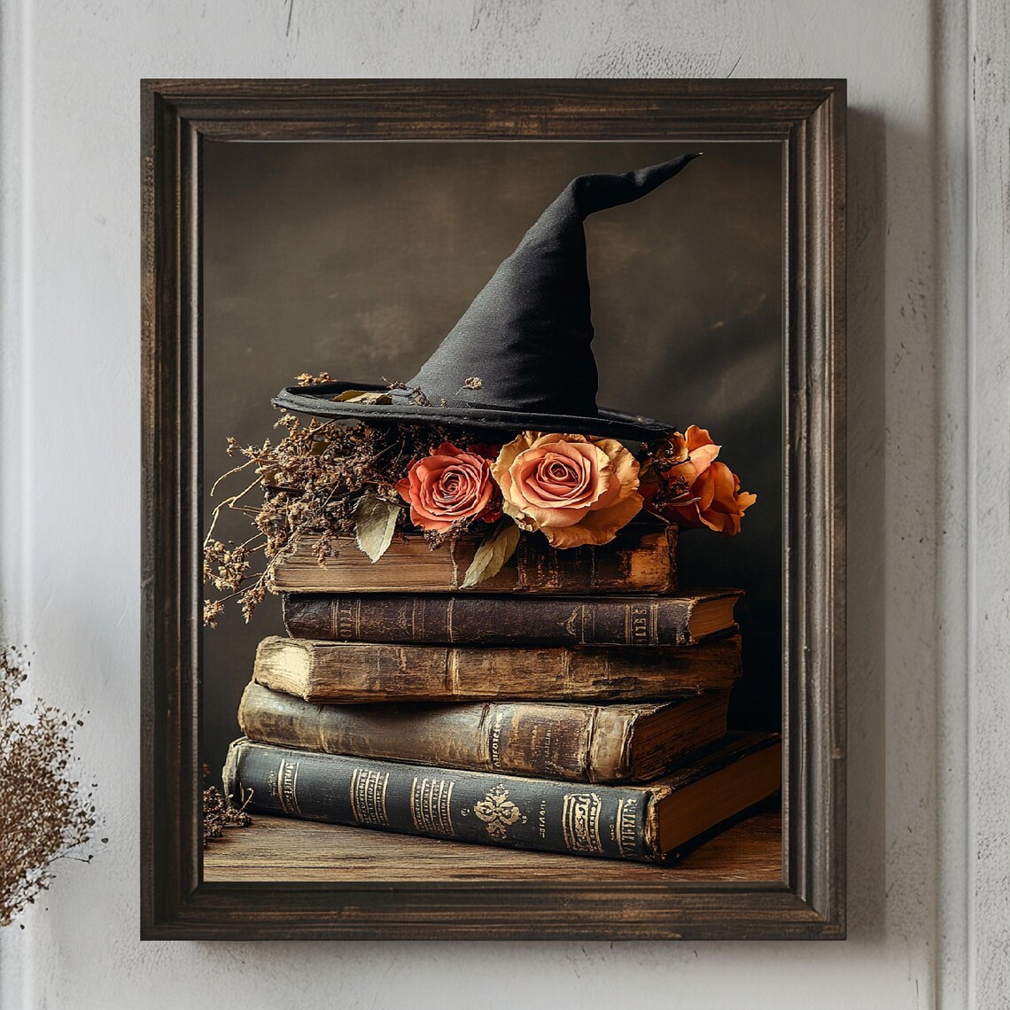 A Stack Of Old Books, Vintage Halloween Art