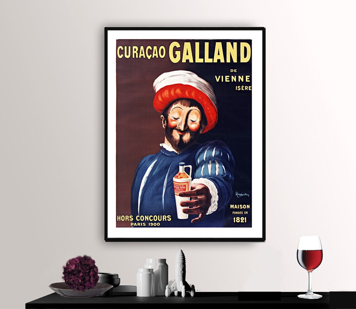 Curacao Galland Vienne Isere Vintage French Liqueur Advertising Poster