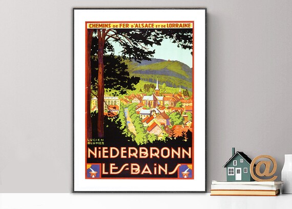 Niederbronn Les Bains France Vintage Travel Poster
