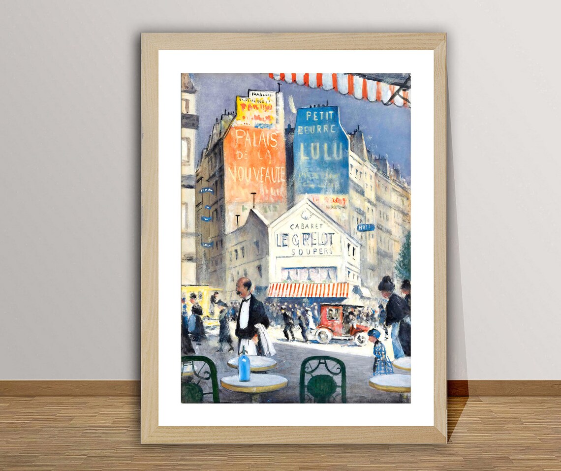 Famous Place Blanche Paris Cabaret Street Scene Vintage Art Poster
