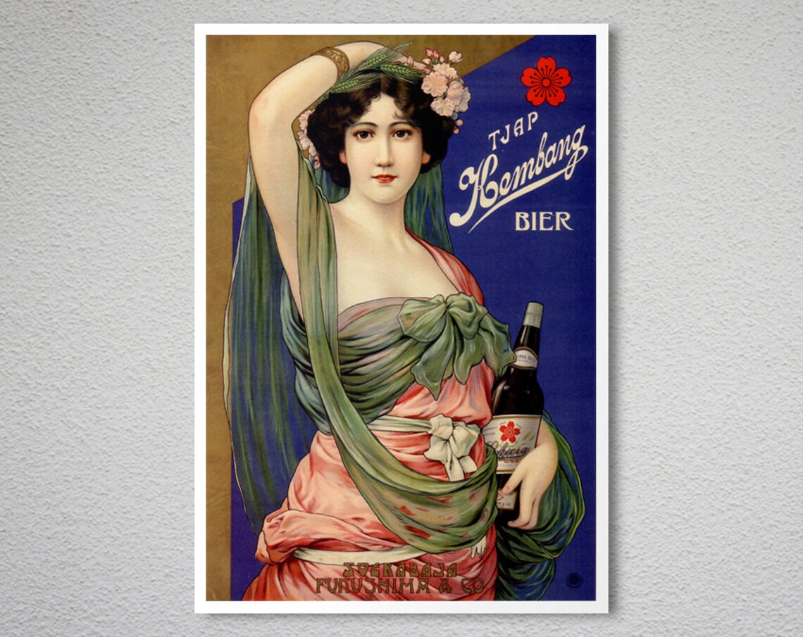 Tjap Kembang Bier Vintage Dutch East Indies Beer Brand Poster - Image 2