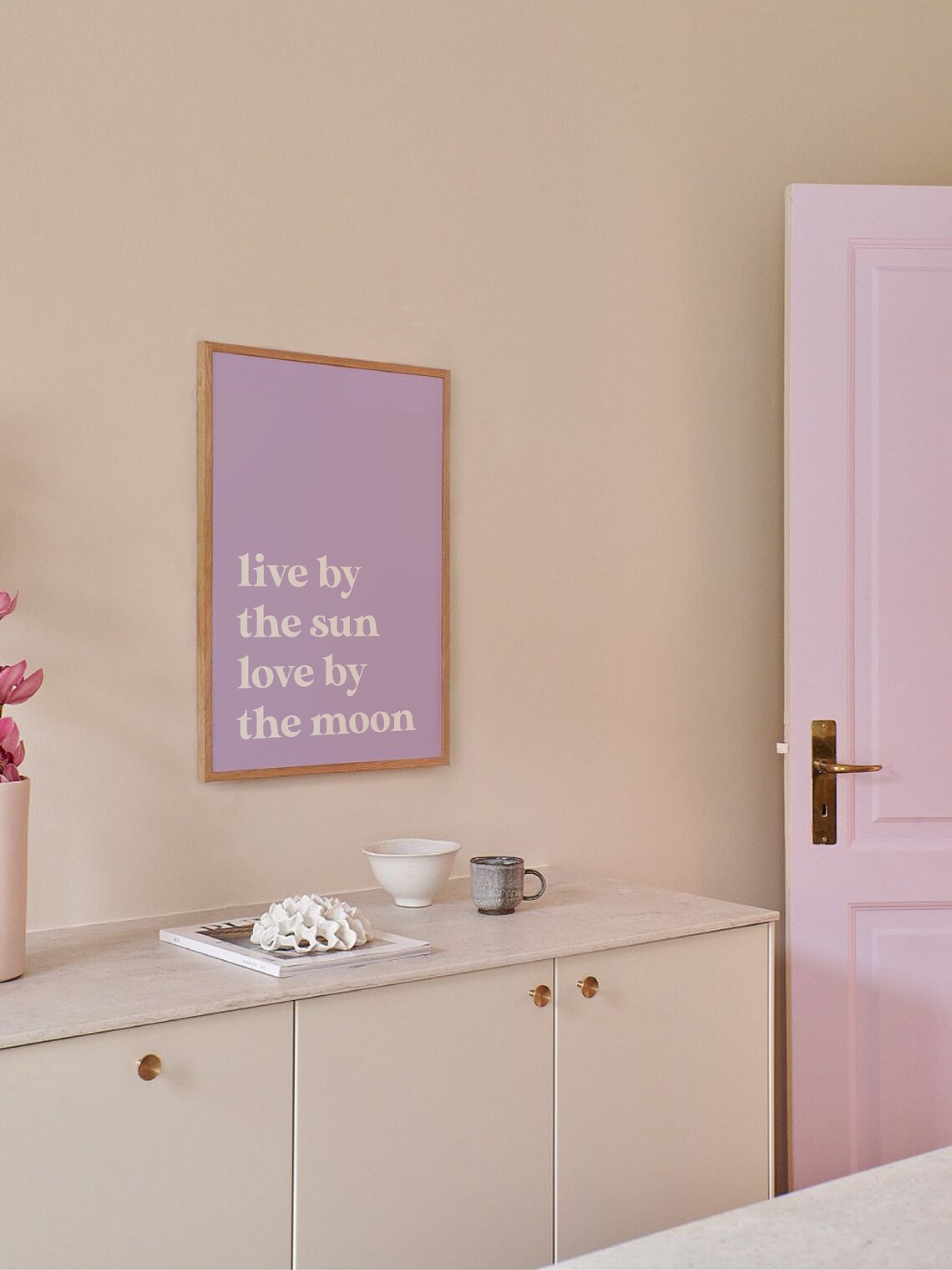 Live by the Sun Love by the Moon Lilac Quote Typography Poster - Image 4
