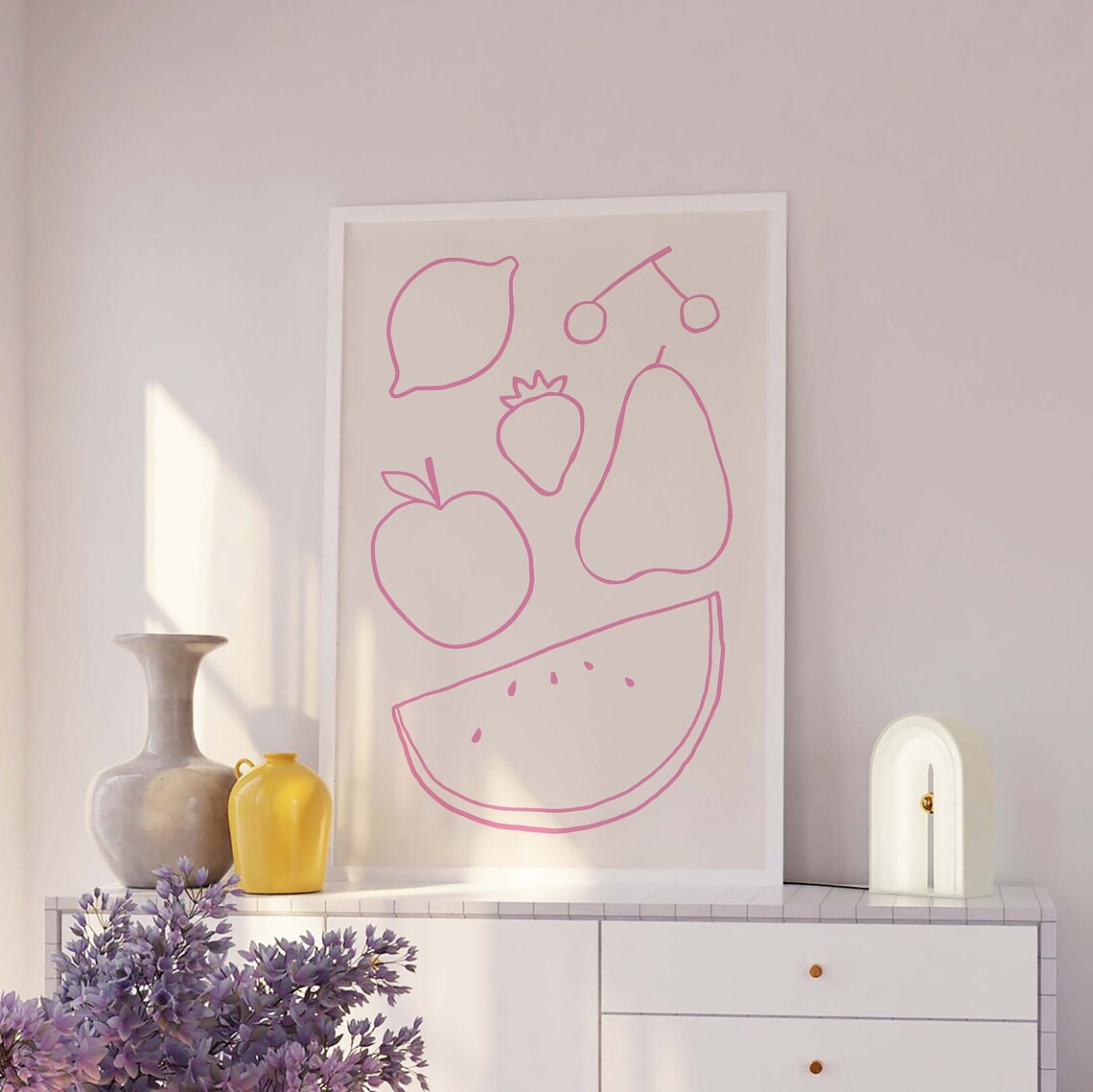 Fruit Line Art Print Art Minimal Fruit Wall Art Kitchen Art Print Cute Handdrawn Wall Art Fruit Wall Art - Image 3