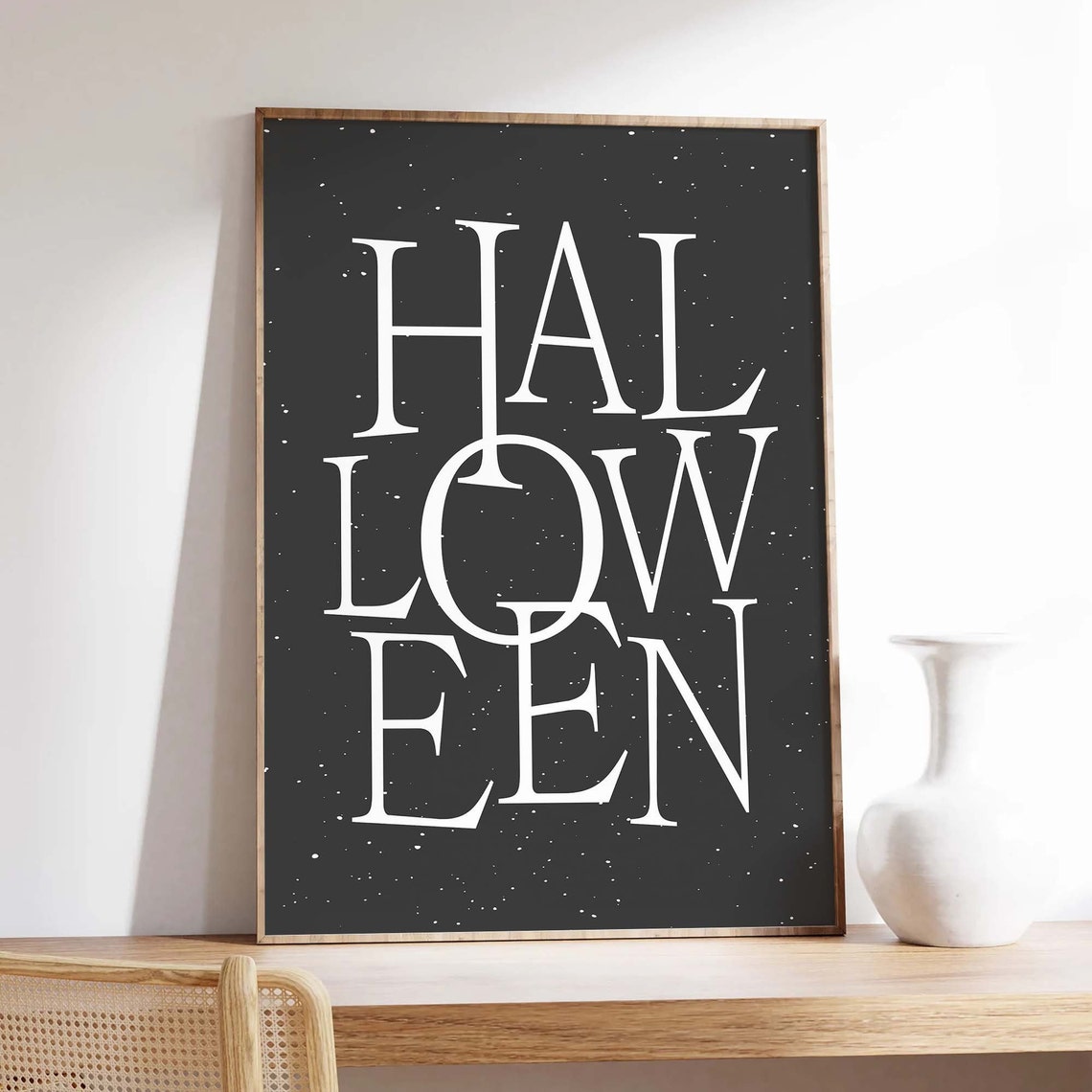 Halloween Stacked Lettering Black Starry Night Typography Poster - Image 2