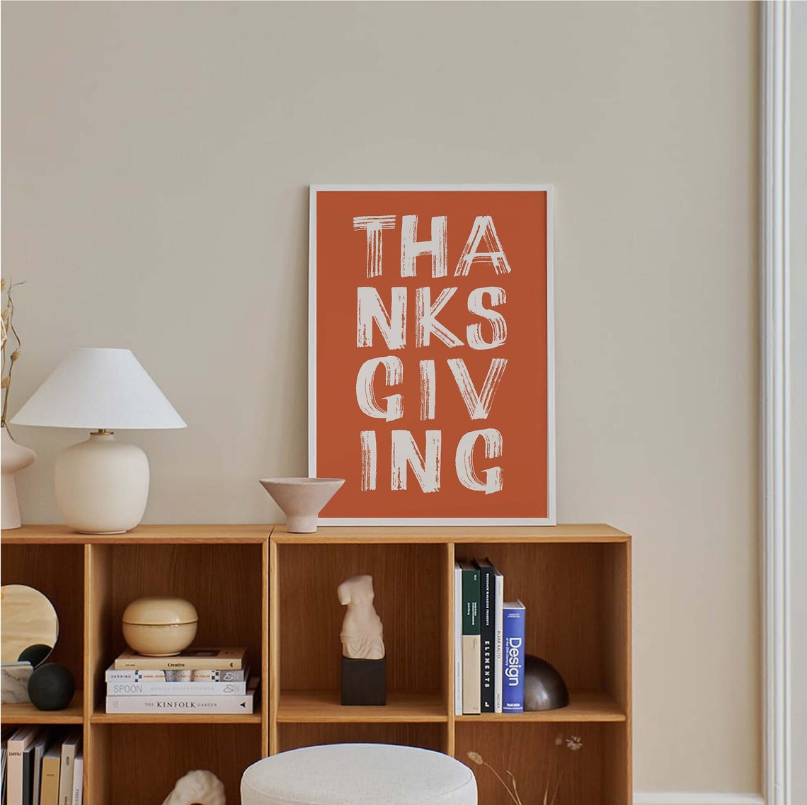 Thanksgiving Orange Brush Lettering Holiday Wall Decor Poster - Image 3