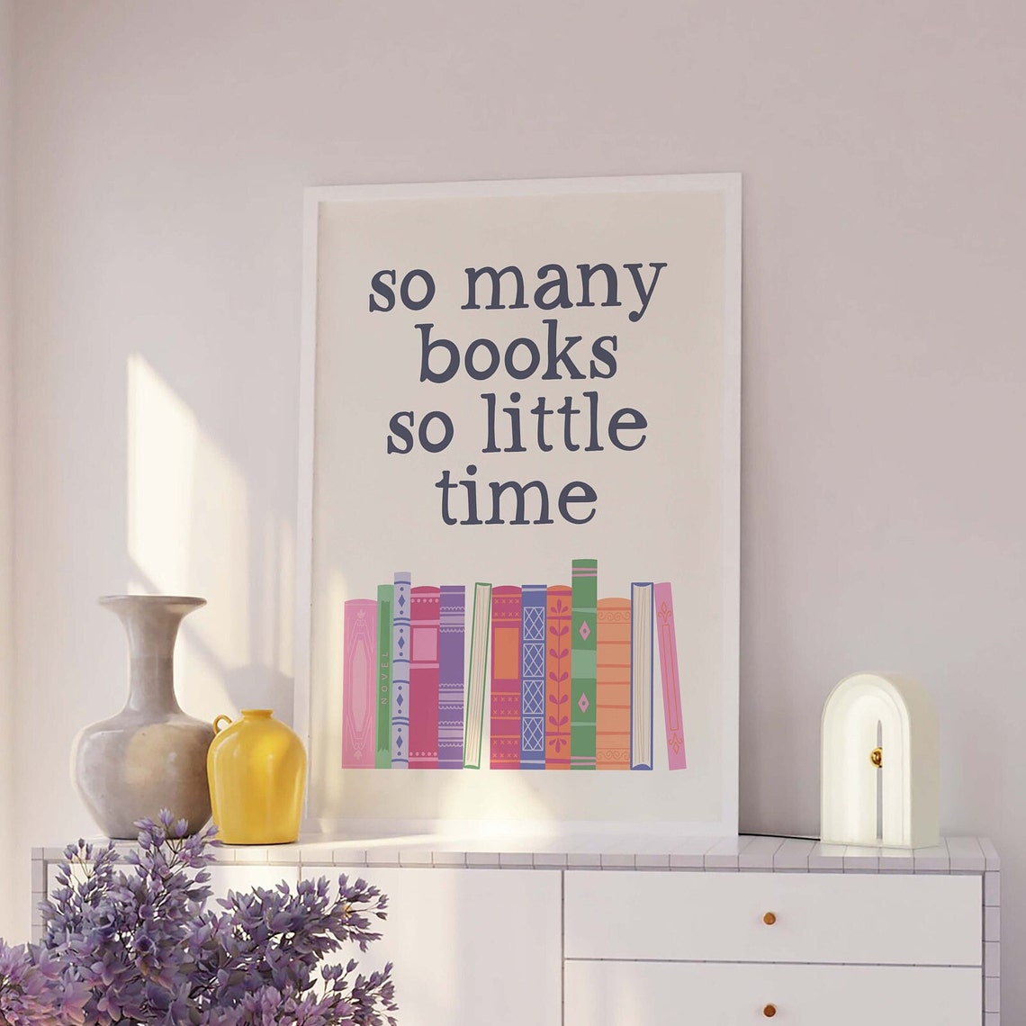 So Many Books Print Art Cute Library Decor Trendy Reading Poster Book Lover Wall Art - Image 2