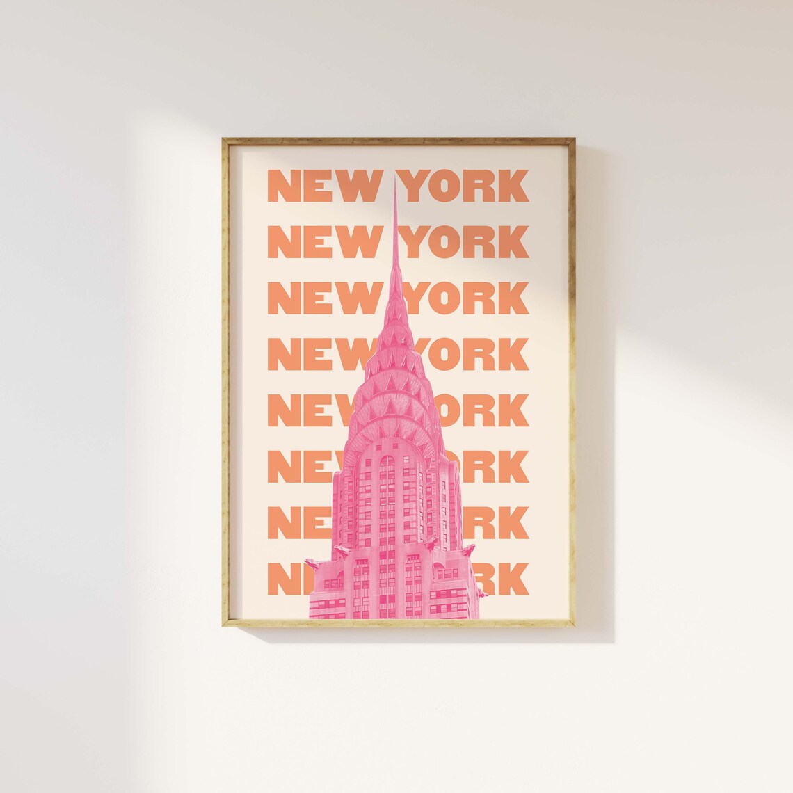 New York City Chrysler Building Pink Orange Retro Travel Poster - Image 5