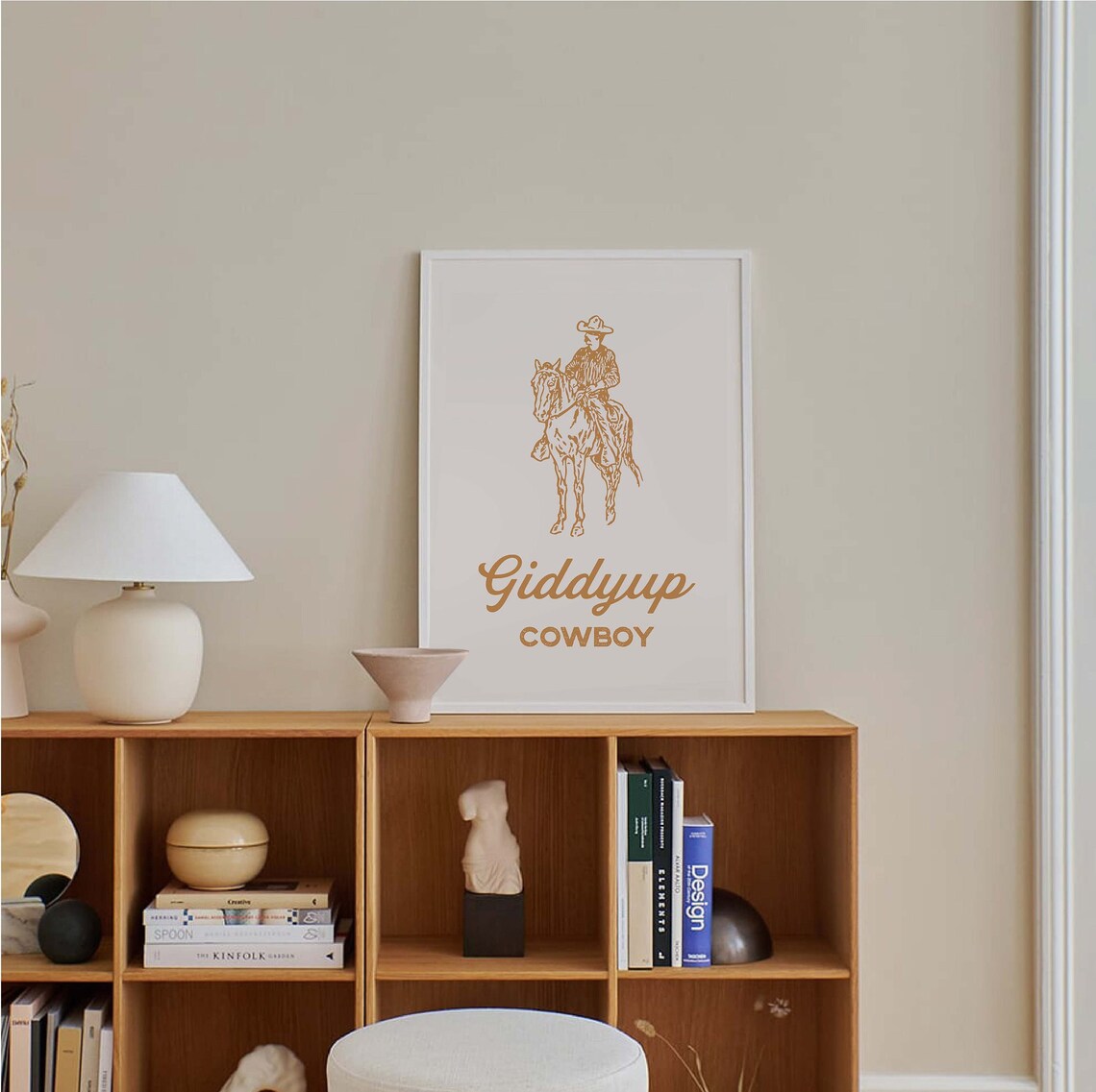 Giddyup Cowboy Gold Line Art Western Horse Rider Vintage Poster - Image 4
